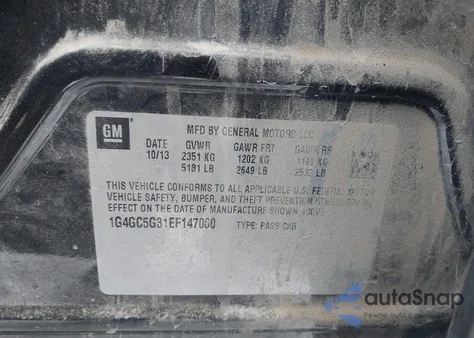 2014 Buick Lacrosse Leather Group z USA, uszkodzony, nr VIN 1G4GC5G31EF147060